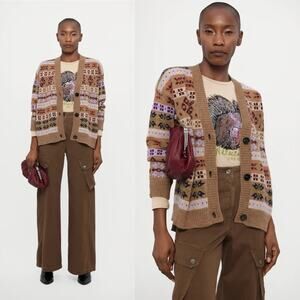 Weekend Max Mara Eccelso Jacquard Alpaca & Wool Blend Cardigan Womens Size S